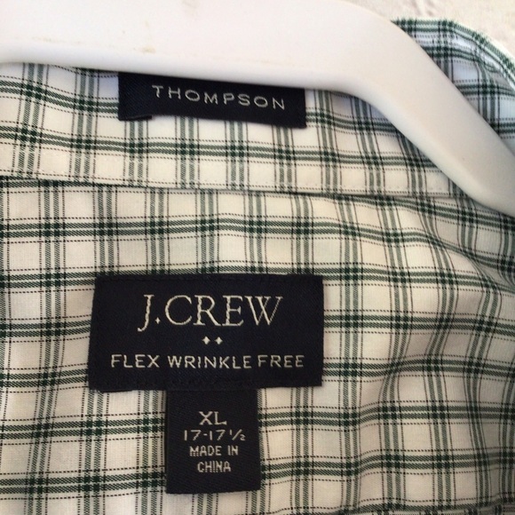 J.Crew Thompson button up green/ white checkered plaid long sleeves XL shirt - Picture 2 of 8